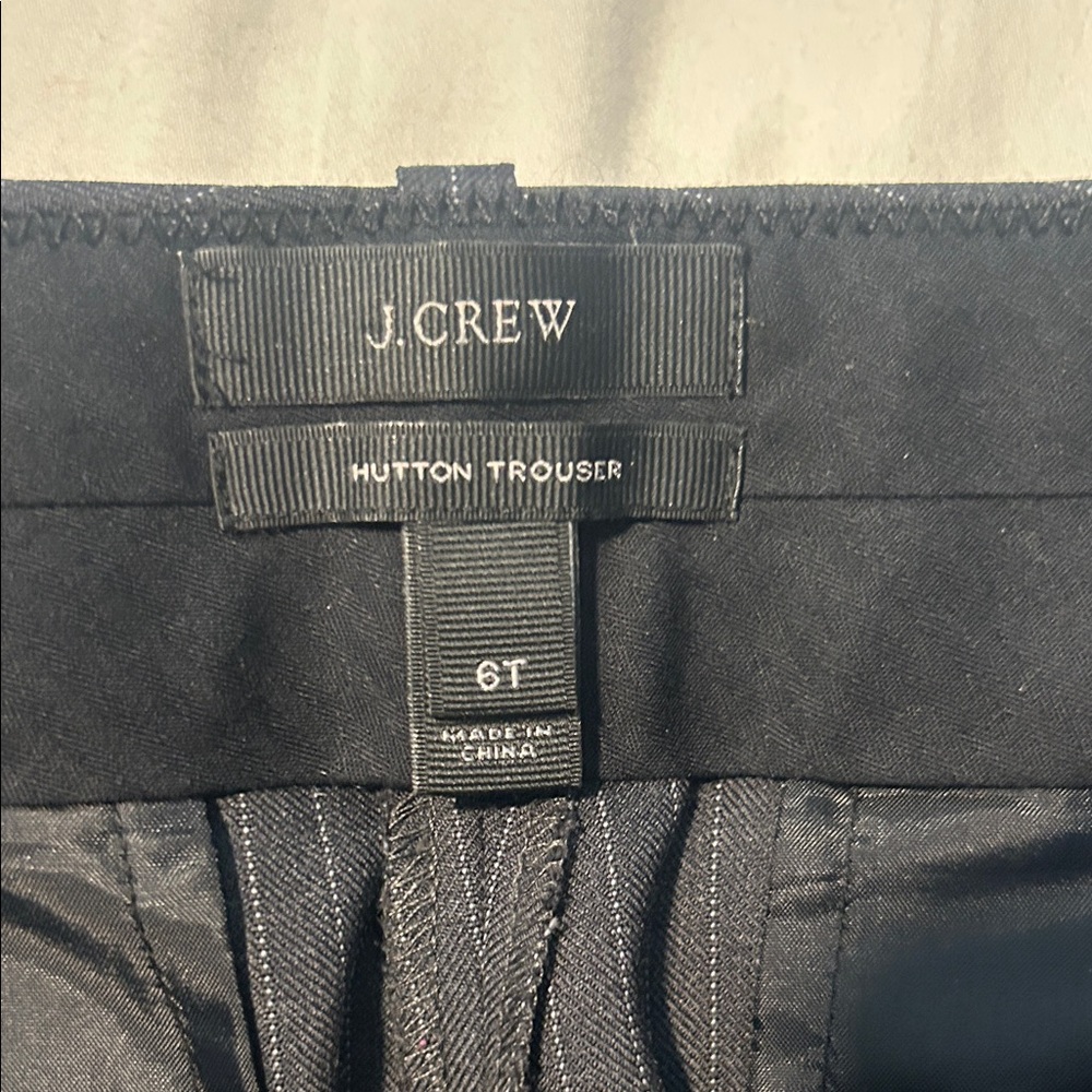J. Crew Hutton wide leg Charcoal Pinstripe Trousers- 6T - Picture 2 of 10